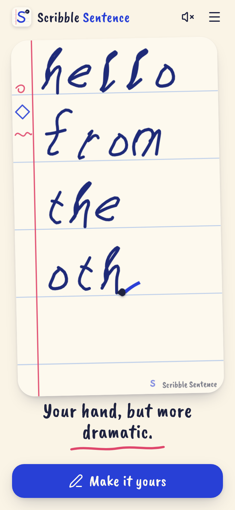 Scribble Sentence sur un téléphone