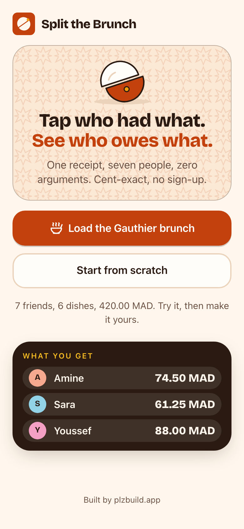 Split the Brunch sur un téléphone